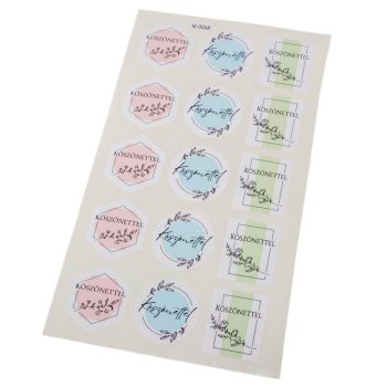Matrica - Köszönettel pasztell matrica 4cm 15db/lap