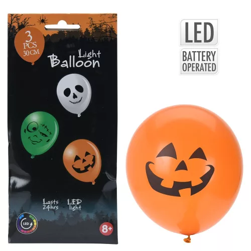 Halloween LED-es lufi 30cm 3db-os