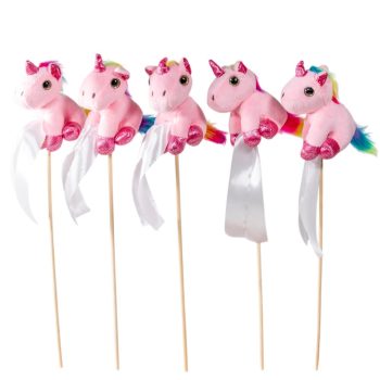   Pálcás plüss unikornis rózsaszín 5 darabos csomagban rendelhető (darab ár!)