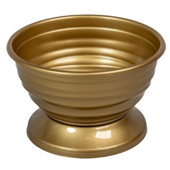 Műanyag mintás kerek talpas tál arany D16cm M10cm