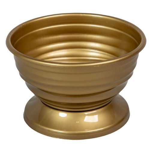 Műanyag mintás kerek talpas tál arany D16cm M10cm