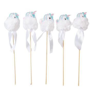   Pálcás plüss unikornis szőrös  5 darabos csomagban rendelhető (darab ár!)