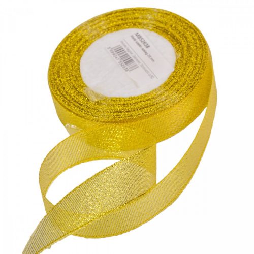 Metál szőtt szalag arany 25mmx 25y