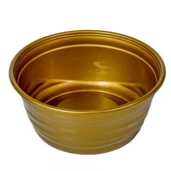 Műanyag kerek hullámos mintás tál arany D19cm M8,5cm