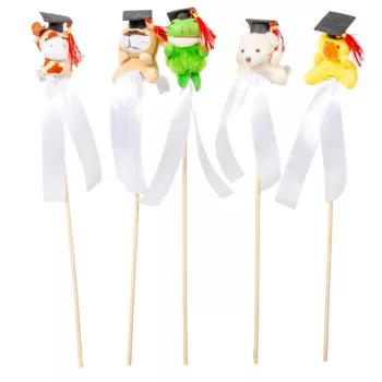 Pálcás plüss ballagói figura 5db/csom (db ár)