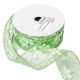 Aranyszélű organza szalag virág mintás zöld 3,8cmx10yard