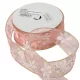 Aranyszélű drótos organza szalag virág mintás világosrózsaszín 3,8cmx10yard