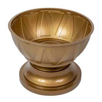 Műanyag talpas tál háromszög mintás arany D18cm M13cm