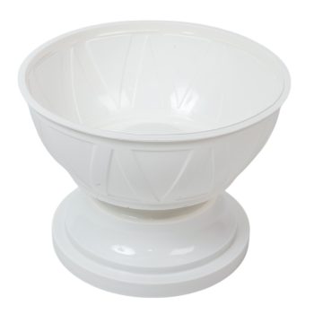 Műanyag talpas tál háromszög mintás fehér D18cm M13cm