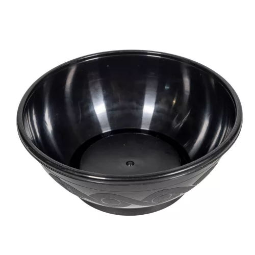 Műanyag kerek tál mintás fekete D18cm M7cm