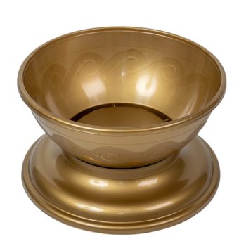 Műanyag kerek talpas tál arany D18cm M10,5cm