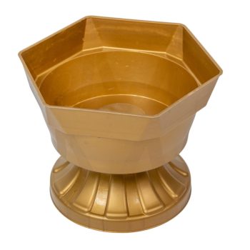 Műanyag szögletes talpas tál arany D19,5cm M14,5cm