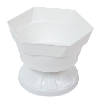 Műanyag szögletes talpas tál fehér D19,5cm M14,5cm