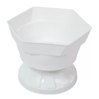 Műanyag szögletes talpas tál fehér D19,5cm M14,5cm
