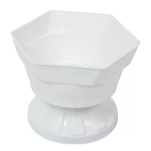 Műanyag szögletes talpas tál fehér D19,5cm M14,5cm