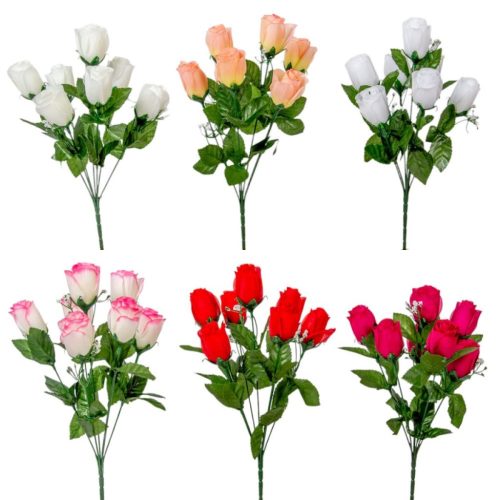 Rózsabimbó csokor 7v. mix M38cm 18db/#