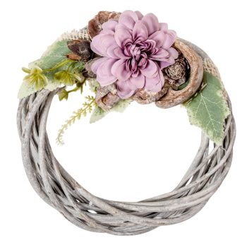 Vessző koszorú selyem dália díszítéssel 20cm