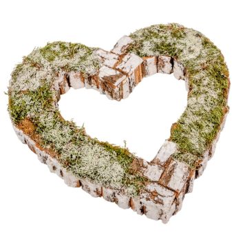 Mohás kéreg alap szív fehér M5x34cm