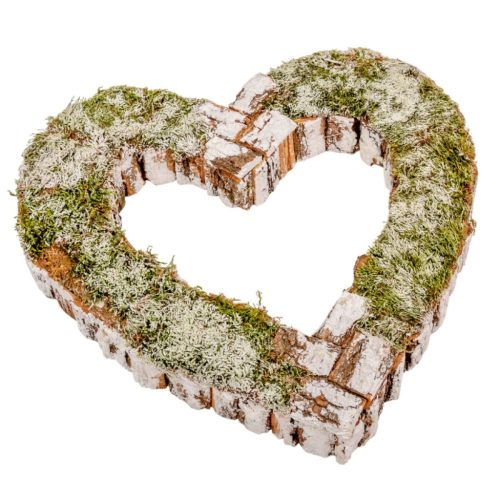 Mohás kéreg alap szív fehér M5x34cm