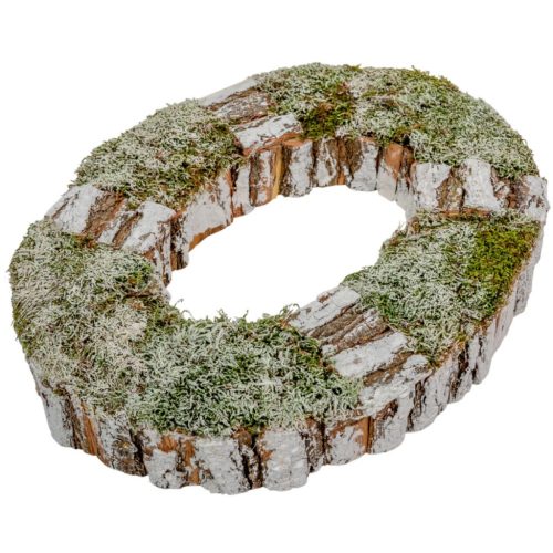 Mohás kéreg alap ovális fehér M5x42x32cm