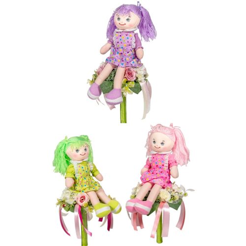 Ballagási csokor plüss babával selyem virággal 47cm