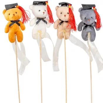 Pálcás ballagó betűző plüss kalapos maci