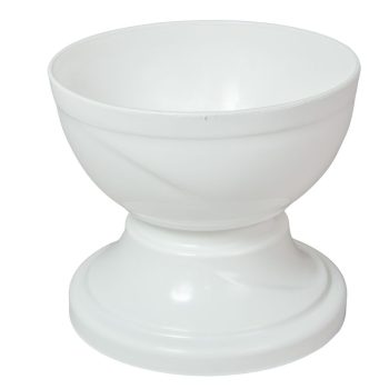 Műanyag nagy talpas tál fehér D15cm M13,5cm