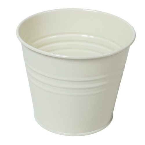 Kaspó fém fényes fehér D13cm M10,5cm