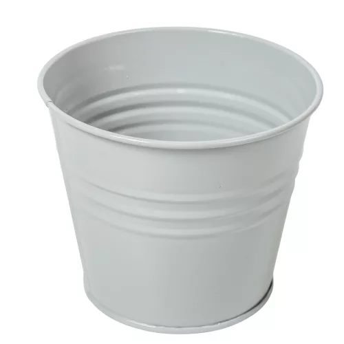 Kaspó fém fényes szürke D13cm M10,5cm