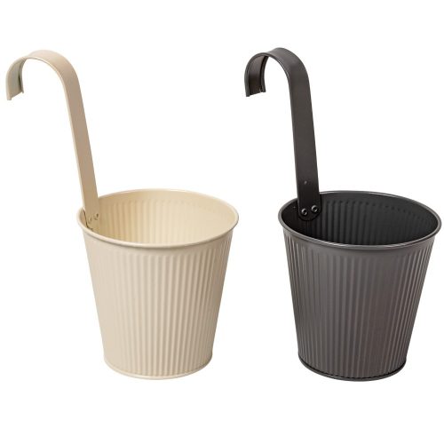 Kaspó fém bordás akasztóval D13,5cm M13cm