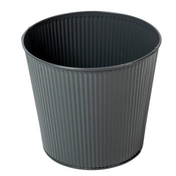 Kaspó fém bordás szürke D17cm M16cm