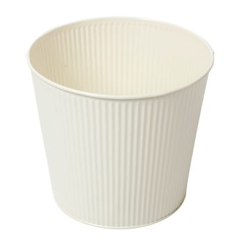 Kaspó fém bordás krém D17cm M16cm