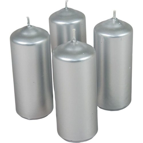 Metál henger gyertya 40x100mm ezüst 4db/csom (db ár)