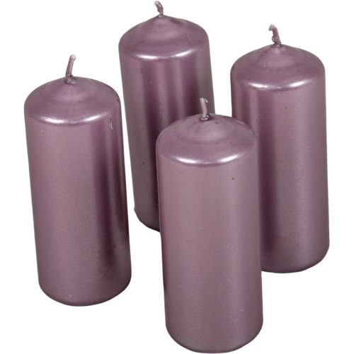 Metál henger gyertya 40x100mm halvány lila 4db/csom (db ár)