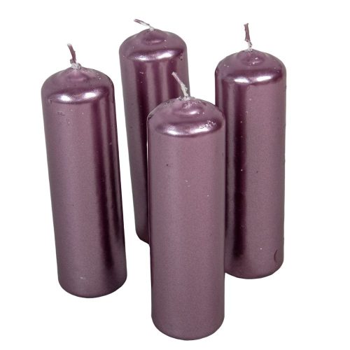 Metál henger gyertya 40x140mm halvány lila (db ár) 4db/csom