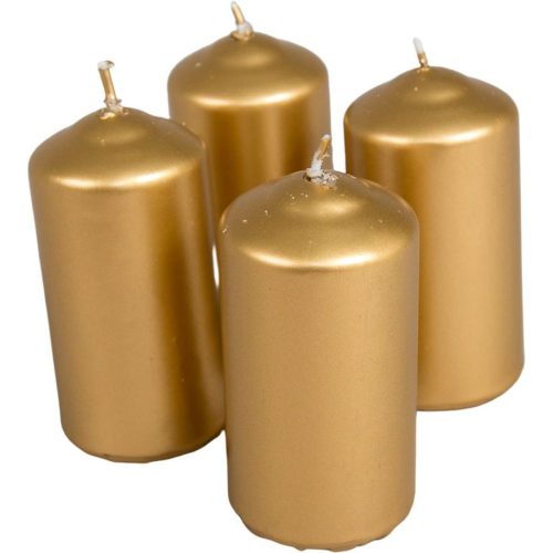 Metál henger gyertya 40x80mm arany (db ár) 4db/csom