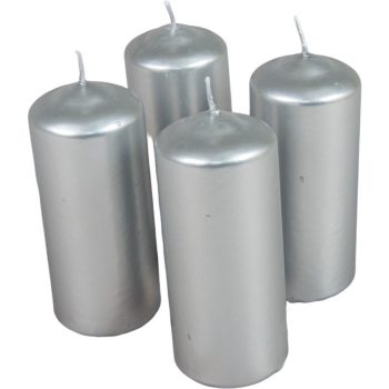 Metál henger gyertya 50x120 mm ezüst 4db/csom (db ár)