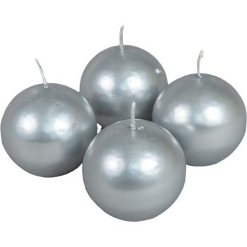 Metál gömb gyertya 60mm ezüst 4db/csom (db ár)
