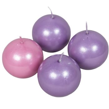   Metál gömb gyertya 60mm lila3 rózsaszín1 4db/csom (db ár)