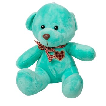 Plüss maci szívvel türkiz 20cm