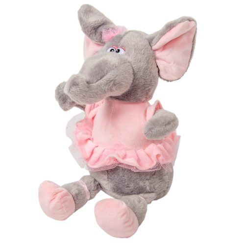 Plüss elefánt rózsaszín ruhában 30cm