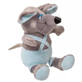 Plüss egér kék ruhában M26cm