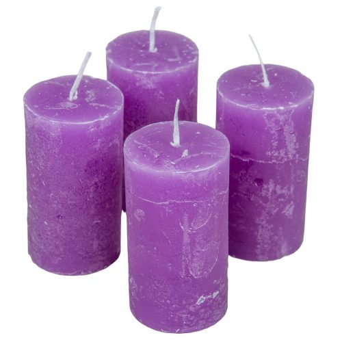 Rusztikus henger gyertya 40x75mm lila 4db/csom (db ár)