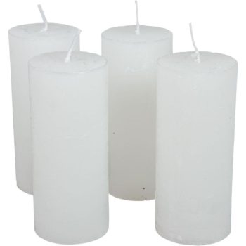   Rusztikus henger gyertya 50x120mm fehér 4 darabos csomagban rendelhető | darab ár!