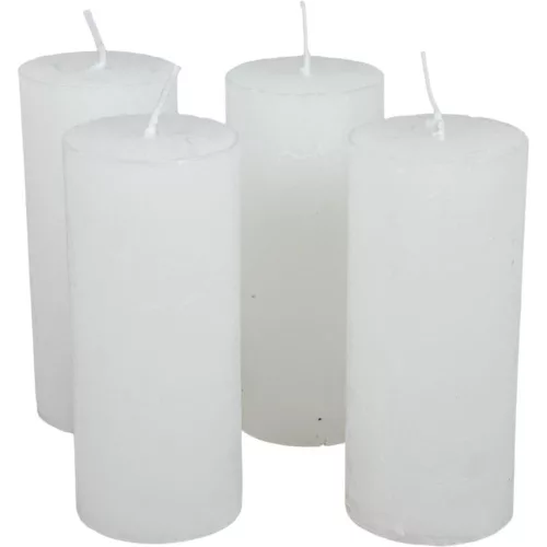 Rusztikus henger gyertya 50x120mm fehér 4 darabos csomagban rendelhető | darab ár!