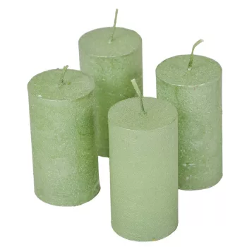   Rusztikus metál henger gyertya 40x75 mm Menta 4 darabos csomagban rendelhető | darab ár!