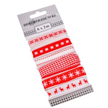 Szalag mintás piros 2m 6db-os