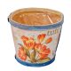Tulipán mintás háncs kaspó bélelt D12x10cm