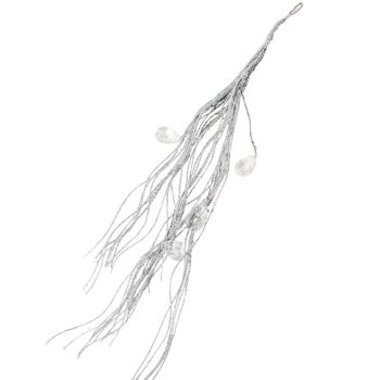 Glitteres dekor ág sztrasszal ezüst 44cm