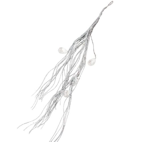 Glitteres dekor ág sztrasszal ezüst 44cm